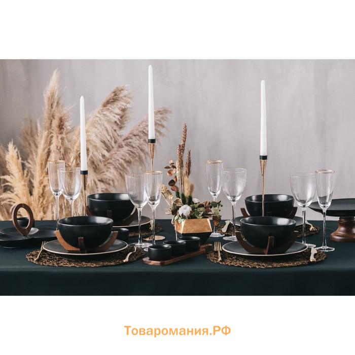 Блюдо фарфоровое для подачи Magistro «Галактика», 27×12.5 см, чёрный