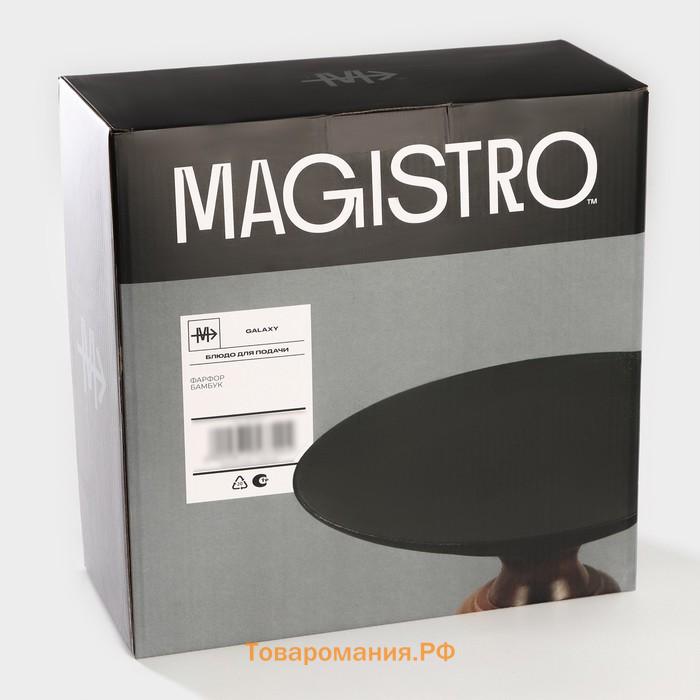 Блюдо фарфоровое для подачи Magistro «Галактика», 27×12.5 см, чёрный