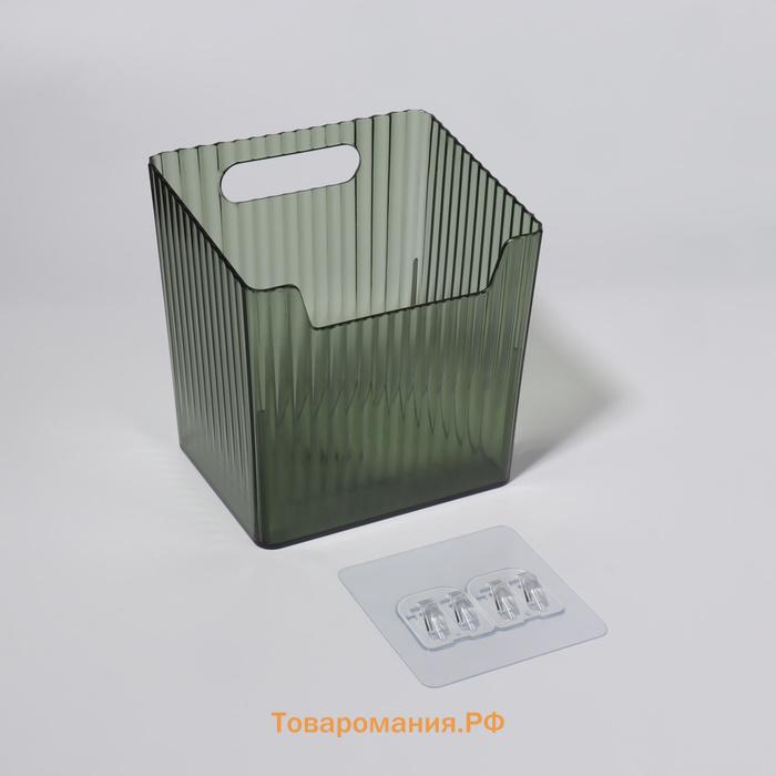 Органайзер для хранения «GREEN», навесной, 1 секция, с клеевой основой, 11,5 × 8 × 11 см, цвет полупрозрачный/зелёный