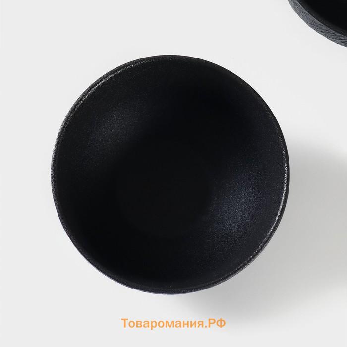 Салатники Magistro Lofty, 600 мл, d=14 см, набор 2 шт., фарфор, чёрные