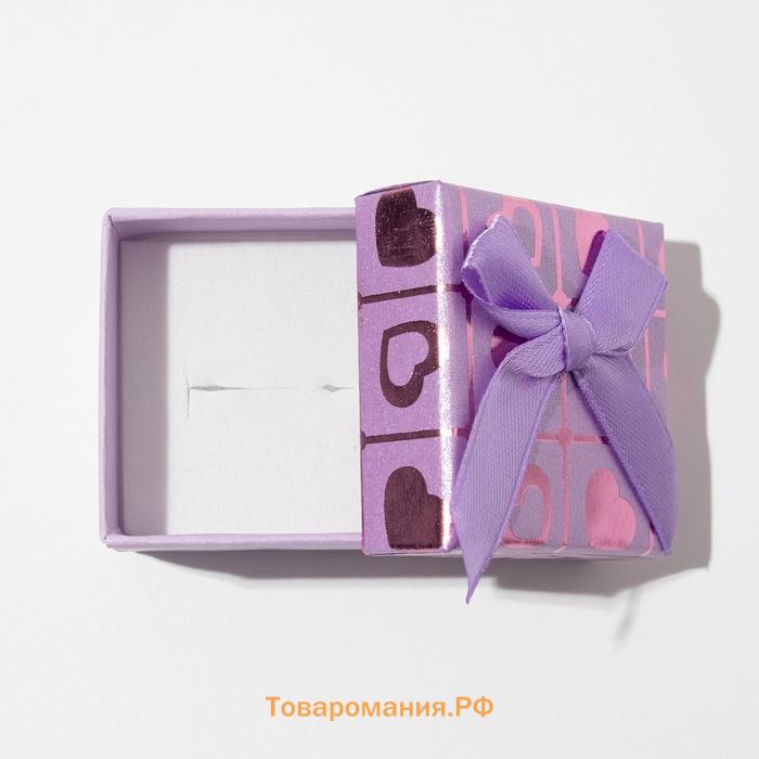Коробочка подарочная под кольцо/серьги «Сердца», 5×5 (размер полезной части 4.5×4.5 см), МИКС, вставка белая