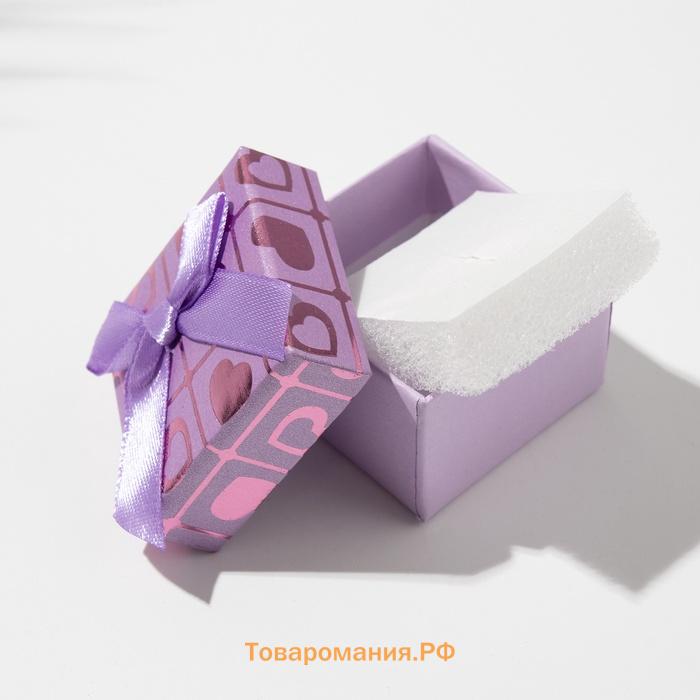 Коробочка подарочная под кольцо/серьги «Сердца», 5×5 (размер полезной части 4.5×4.5 см), МИКС, вставка белая