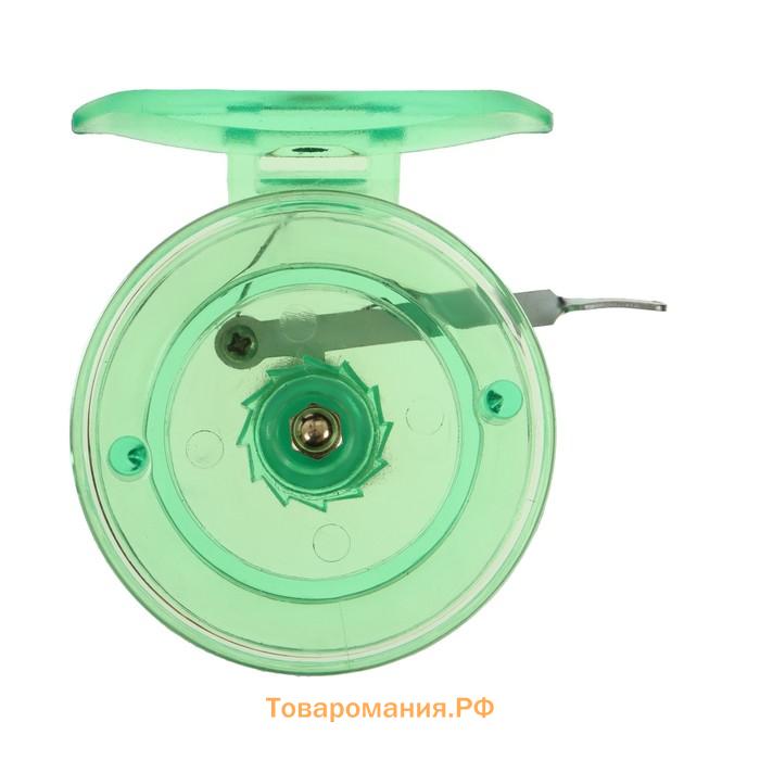 Катушка инерционная, пластик, диаметр 6.5 см, цвет салатовый, 808S