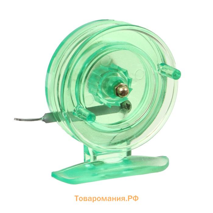 Катушка инерционная, пластик, диаметр 6.5 см, цвет салатовый, 808S