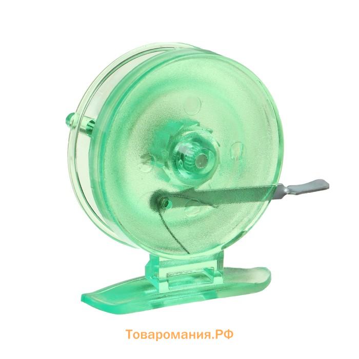 Катушка инерционная, пластик, диаметр 6.5 см, цвет салатовый, 808S
