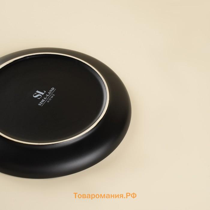 Тарелки SL Home «Дарк», d=20.3 см, набор 2 шт., фарфор, чёрные