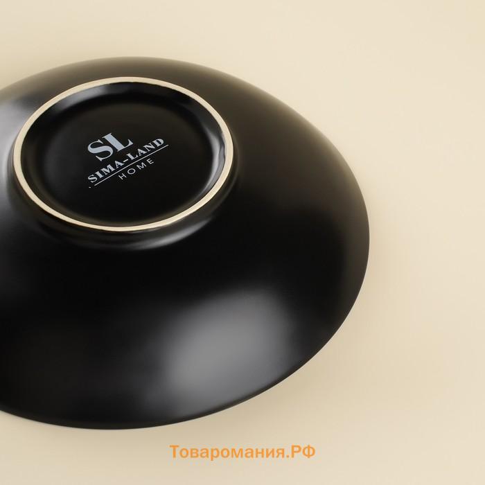 Салатники SL Home «Дарк», 380 мл, d=16.5 см, набор 2 шт., фарфор, чёрные
