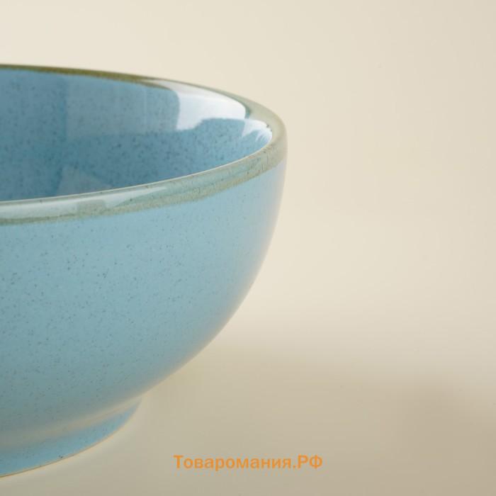Набор мисок фарфоровых SL Home «Аззура», 1.2 л, d=18.5 см, голубой