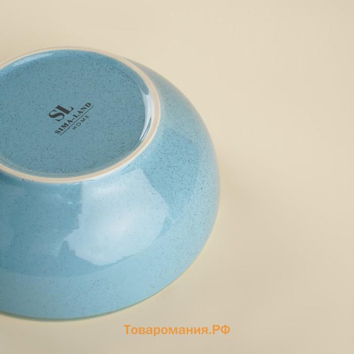 Набор мисок фарфоровых SL Home «Аззура», 1.2 л, d=18.5 см, голубой