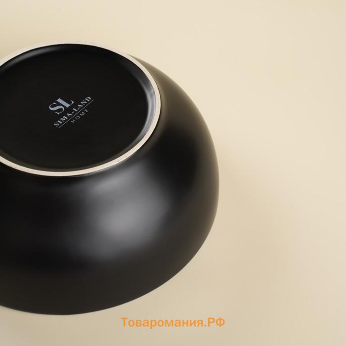Салатники SL Home «Дарк», 1.2 л, d=18.5 см, набор 2 шт., фарфор, чёрные