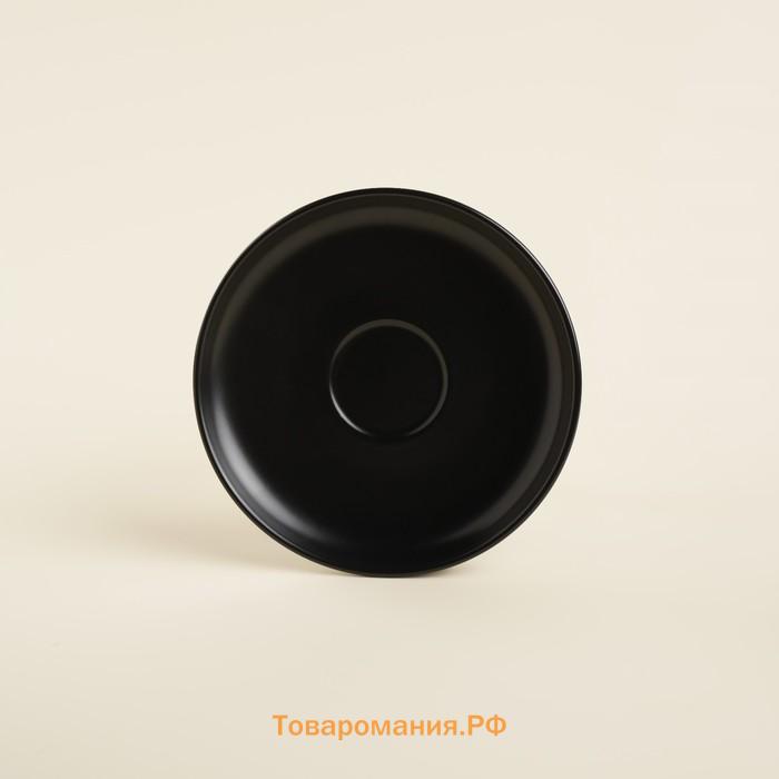 Чайная пара SL Home «Дарк», 300 мл, блюдце d=16.5 см, фарфор, чёрная