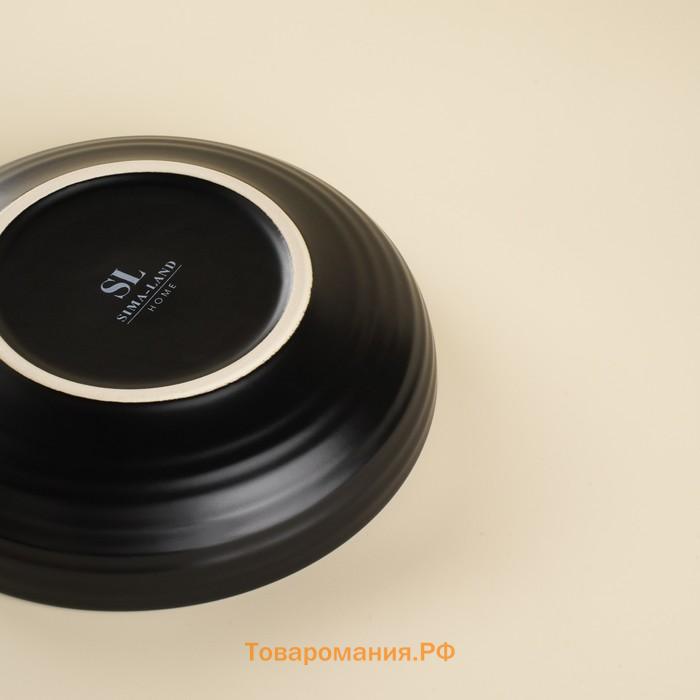 Тарелки глубокие SL Home «Дарк», d=18.5 см, набор 2 шт., фарфор, чёрные