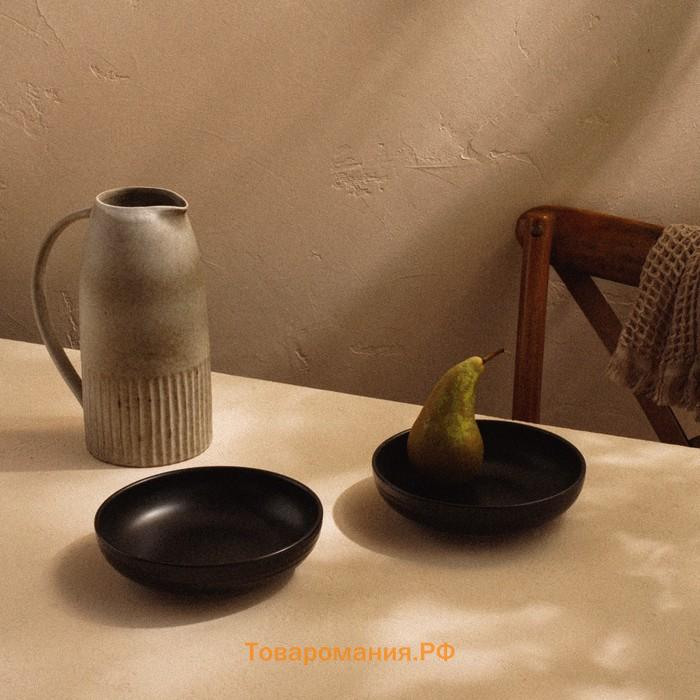 Тарелки глубокие SL Home «Дарк», d=18.5 см, набор 2 шт., фарфор, чёрные
