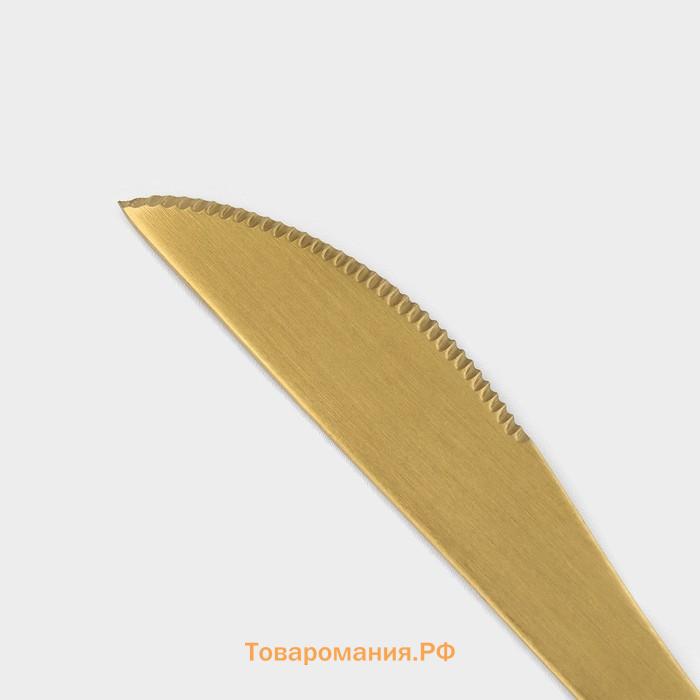 Набор ножей столовых Magistro «Фолк», длина 22 см, 6 шт., нержавеющая сталь, золотистый