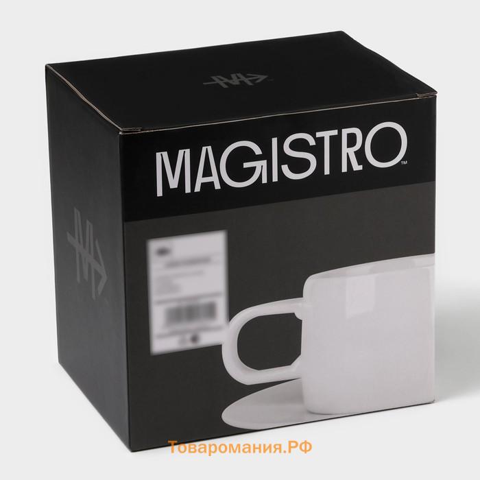 Набор кофейный Magistro Whitewarm, 4 предмета: чашка 250 мл, блюдце d=15.5 см, фарфор