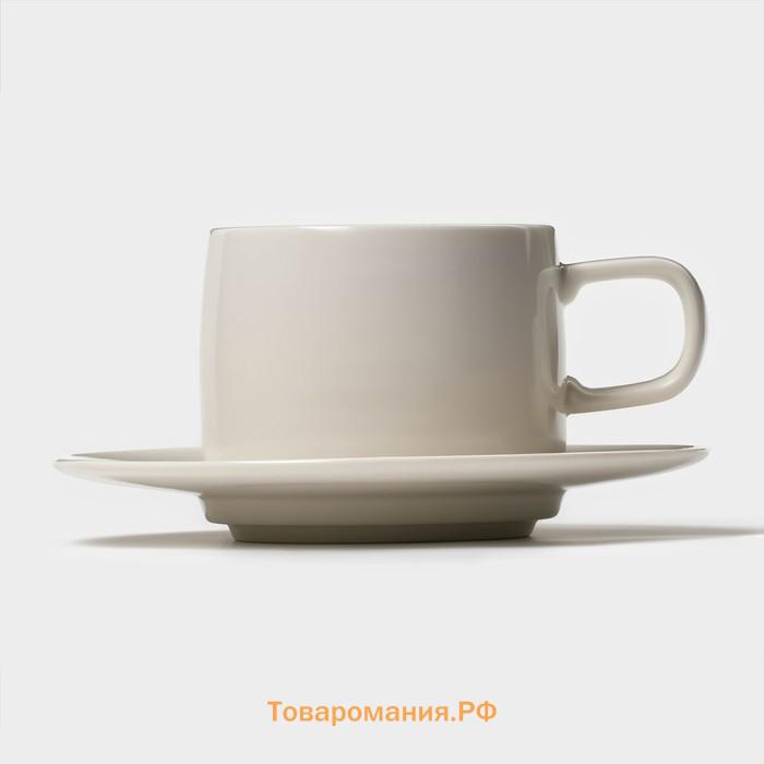 Набор кофейный Magistro Whitewarm, 4 предмета: чашка 250 мл, блюдце d=15.5 см, фарфор
