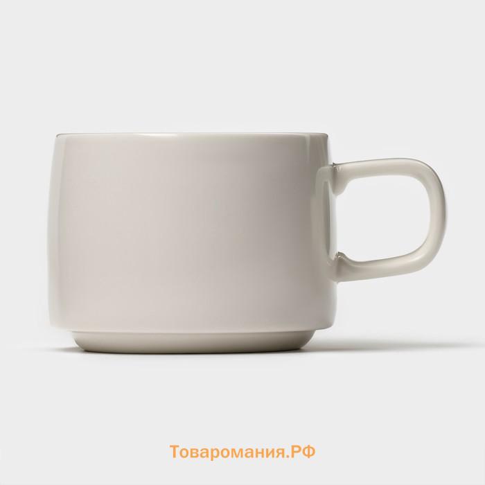 Набор кофейный Magistro Whitewarm, 4 предмета: чашка 250 мл, блюдце d=15.5 см, фарфор