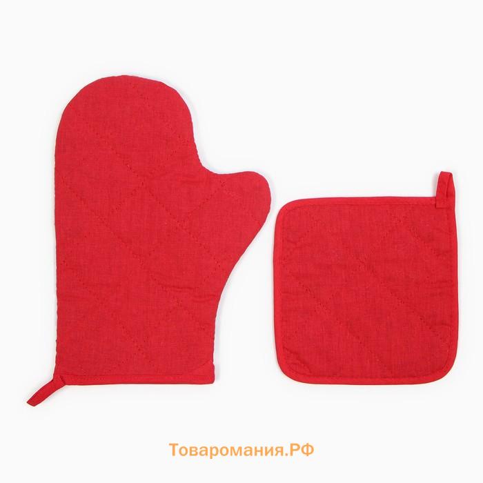 Набор кух.  "Грибы": варежка 20х28 см, прихватка 17х17 см, 35% хл, 65% пэ