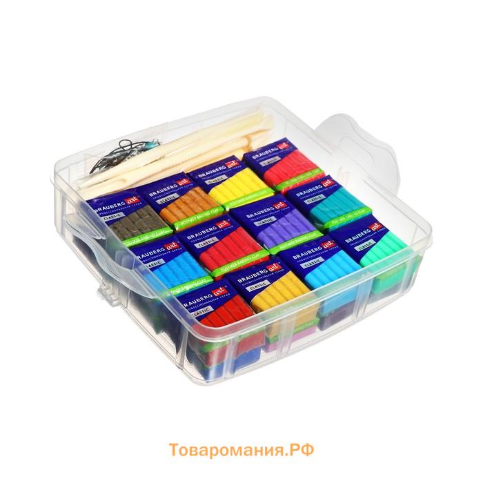 Глина полимерная запекаемая BRAUBERG ART, 24 цвета x 20 г, в гофрокоробе, с аксессуарами