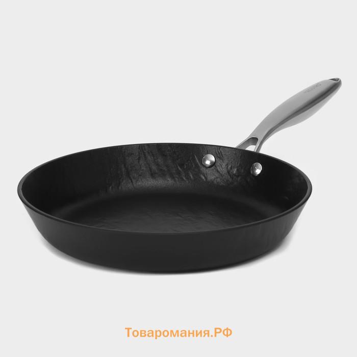 Сковороды Magistro Rock Stone, набор 3 предмета: d=22 см, d=26 см, кухонные щипцы, антипригарное покрытие, индукция
