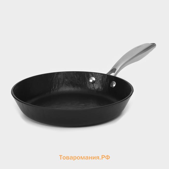 Сковороды Magistro Rock Stone, набор 3 предмета: d=22 см, d=26 см, кухонные щипцы, антипригарное покрытие, индукция