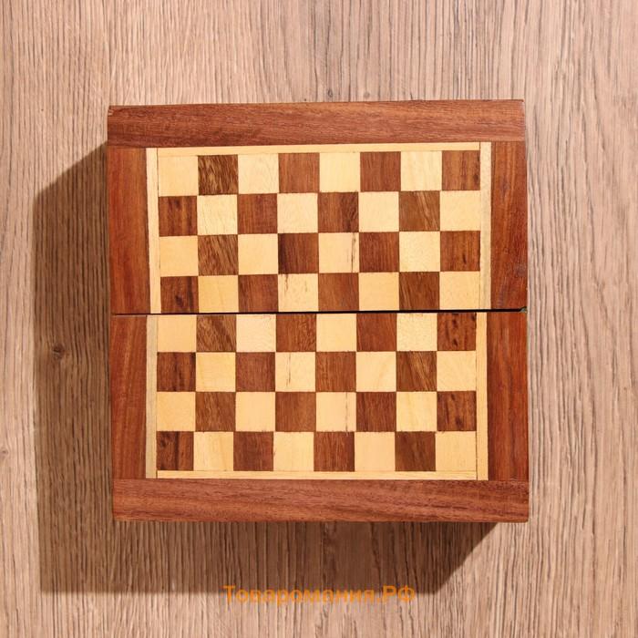 Игра настольная 2 в 1, шахматы, бэкгэммон, 15.5×15.5×5 см, дерево шишам