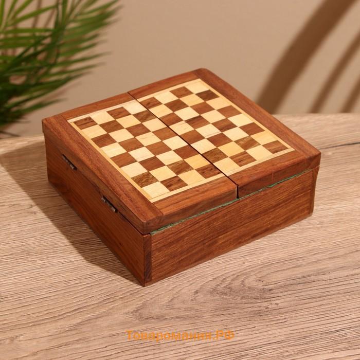 Игра настольная 2 в 1, шахматы, бэкгэммон, 15.5×15.5×5 см, дерево шишам