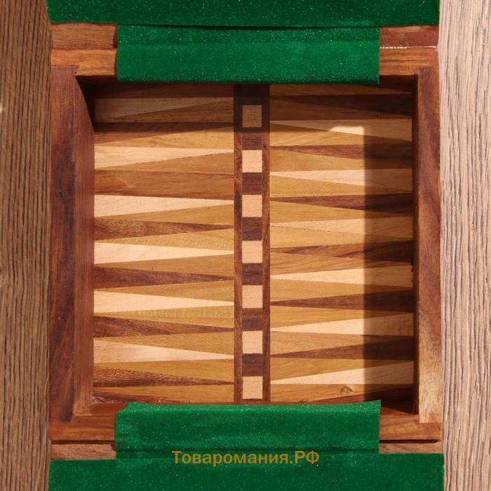 Игра настольная 2 в 1, шахматы, бэкгэммон, 15.5×15.5×5 см, дерево шишам