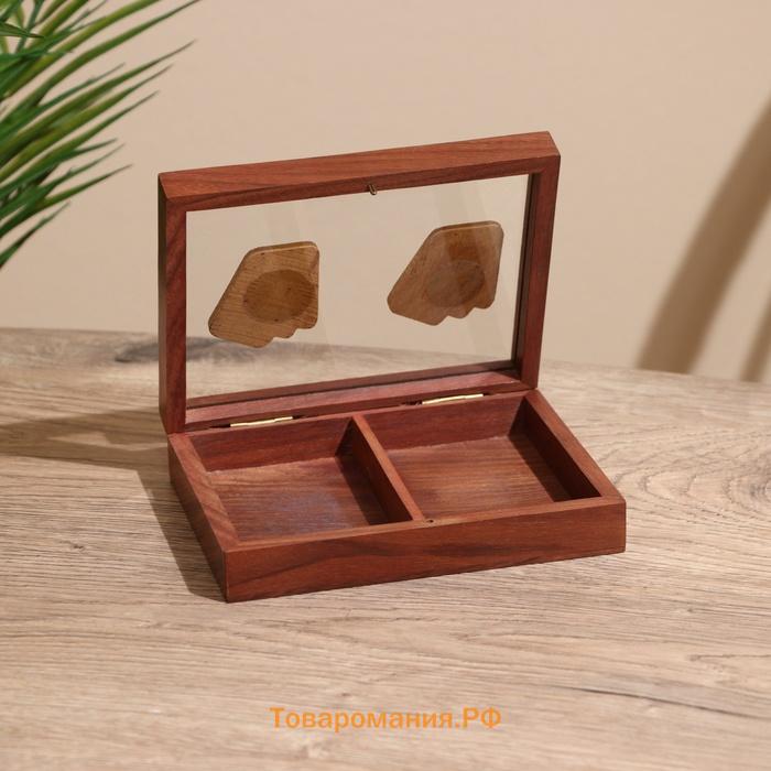 Шкатулка для игральных карт на 2 колоды, 15.5×12×3.5 см, дерево шишам