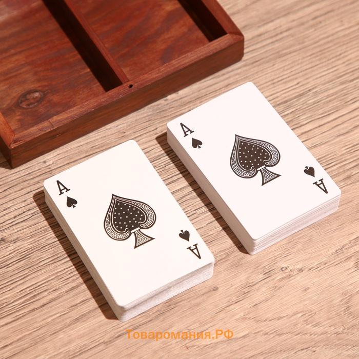 Шкатулка для игральных карт на 2 колоды, 15.5×12×3.5 см, дерево шишам