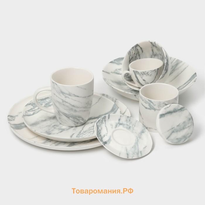 Десертные тарелки Magistro Real Marble, d=21 см, набор 2 шт., фарфор, белые