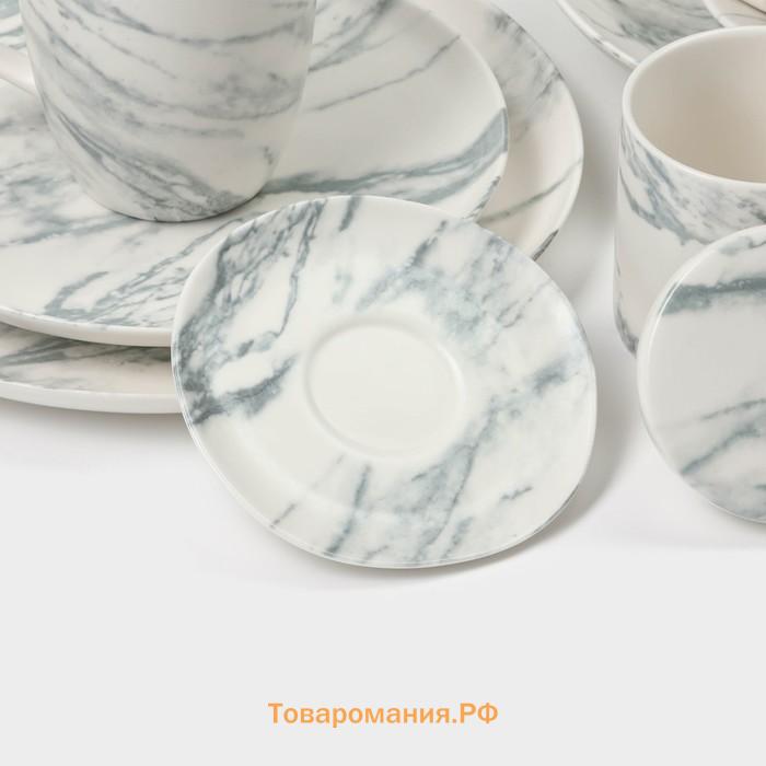 Десертные тарелки Magistro Real Marble, d=21 см, набор 2 шт., фарфор, белые