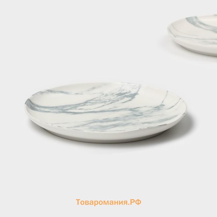 Десертные тарелки Magistro Real Marble, d=21 см, набор 2 шт., фарфор, белые