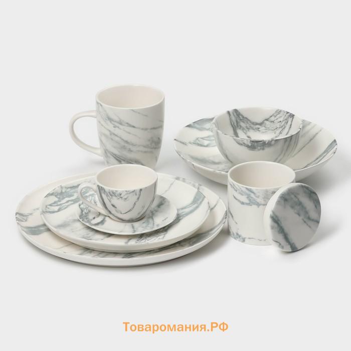 Десертные тарелки Magistro Real Marble, d=21 см, набор 2 шт., фарфор, белые