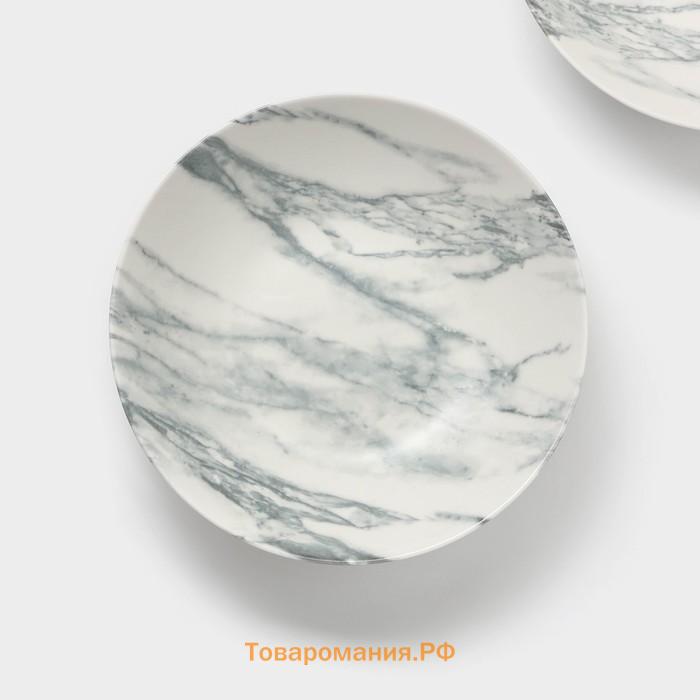 Тарелки глубокие Magistro Real Marble, 800 мл, 21×4.7 см, набор 2 шт., фарфор, белые