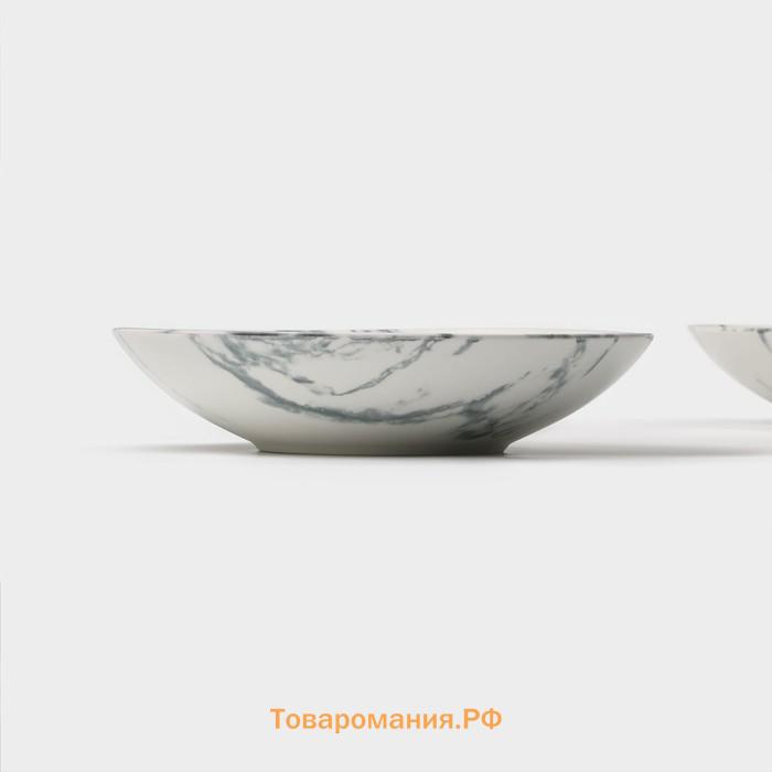 Тарелки глубокие Magistro Real Marble, 800 мл, 21×4.7 см, набор 2 шт., фарфор, белые