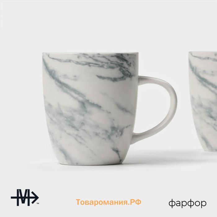 Набор кружек Magistro Real Marble, 400 мл, 2 шт, фарфор, белый