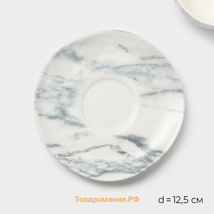 Набор чайный Magistro Real Marble, 4 предмета: 2 чашки 120 мл, 2 блюдца d=12.5 см, фарфор