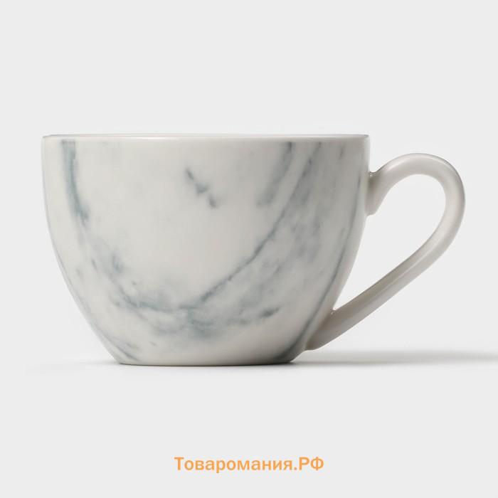 Набор чайный Magistro Real Marble, 4 предмета: 2 чашки 120 мл, 2 блюдца d=12.5 см, фарфор