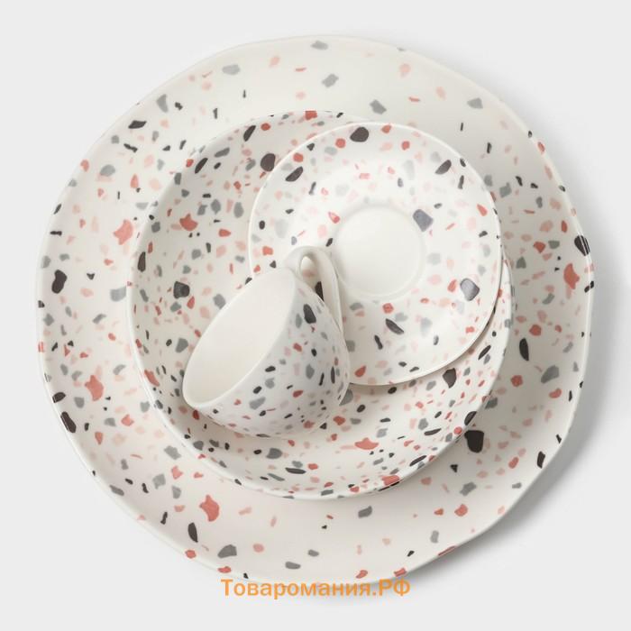 Десертные тарелки Magistro Terazzo, d=18.5 см, набор 2 шт., фарфор, белые
