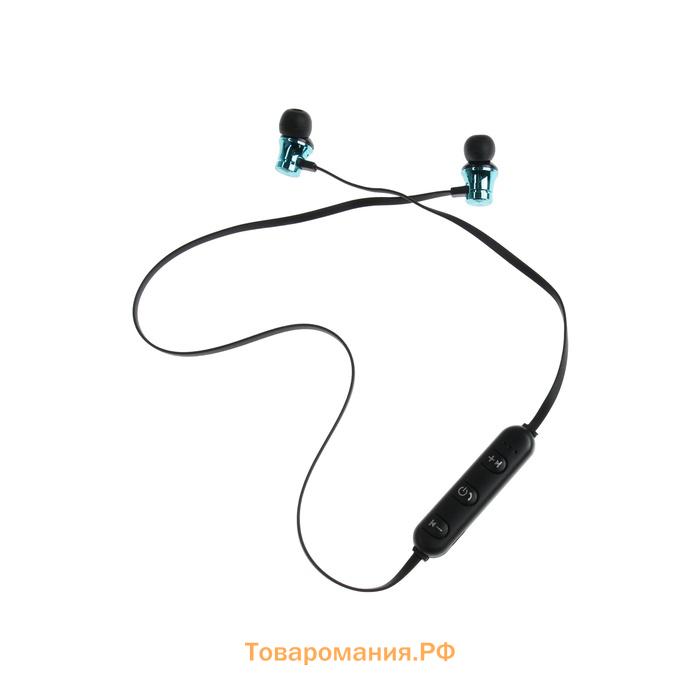 Наушники спортивные беспроводные, T11, вакуумные, Bluetooth 4.1, с микрофоном, 80 мАч, голубые