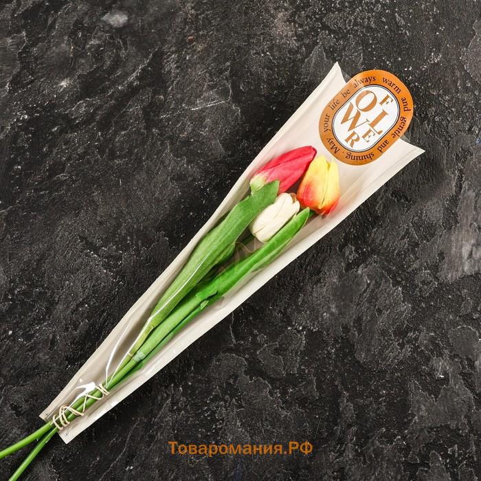 Пакет - конус для цветов, «Цветы», крафт, 12.5×4×40 см