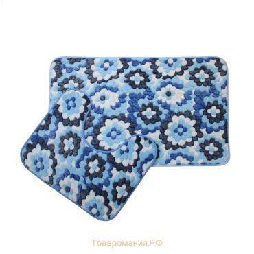 Коврики для ванной и туалета  «Фиолетовые цветы», 2 шт: 40×50 см, 50×80 см