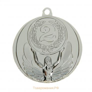Медаль призовая 017, d= 4,5 см. 2 место. Цвет серебро. Без ленты