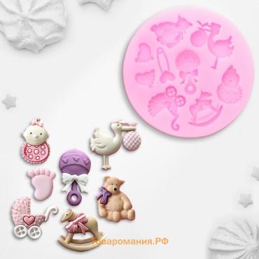 Молд  «Для новорождённого», силикон, d=7.5 см, розовый