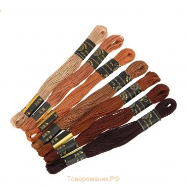 Набор ниток мулине «Цветик-Семицветик», 10 ± 1 м, 7 шт, цвет коричневый спектр МИКС