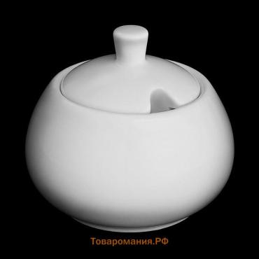Сахарница с крышкой Wilmax, 210 мл, фарфор, белая