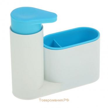 Подставка для ванных и кухонных принадлежностей с дозатором, 6×17,5×19 см, цвет МИКС