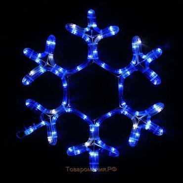 Светодиодная фигура «Снежинка», 39 см, дюралайт, 72 LED, 220 В, мерцание, свечение синий/белый