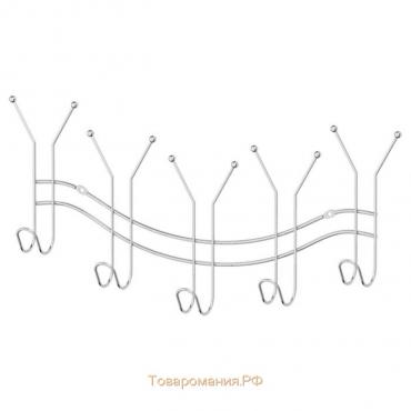 Планка с пятью двойными крючками-вешалками 50,5 см, хром
